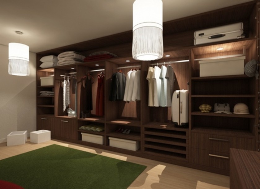 Классическая гардеробная комната из массива с подсветкой Миасс