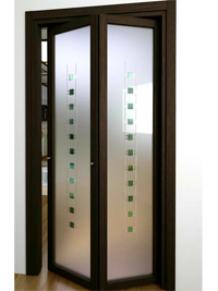 Складные двери гармошка с матовым стеклом Миасс